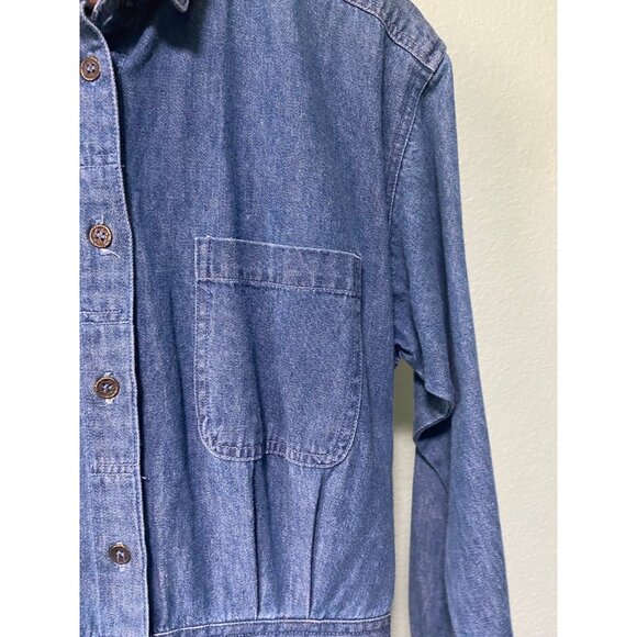 NWT Eddie Bauer Women's Vintage Denim Cotton Button Shirt Midi Dress Size Medium - Picture 8 of 12